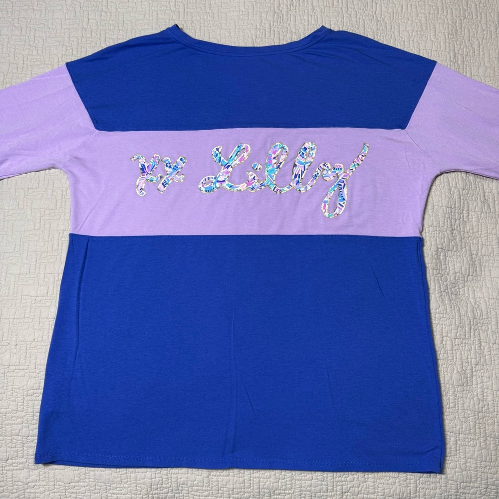 Lilly Pulitzer Happy as A Clam Finn Top 003577 Size Large -Lilac Freesia